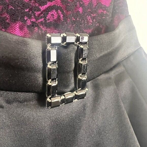 Jessica McClintock Gunne Sax Vintage Dress Magenta Black Lace Strapless Mini  5 - Picture 8 of 12